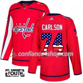 Adidas Maillot de Hockey Washington Capitals John Carlson 74 2017-2018 Rouge USA Flag Fashion Authentic - Enfant